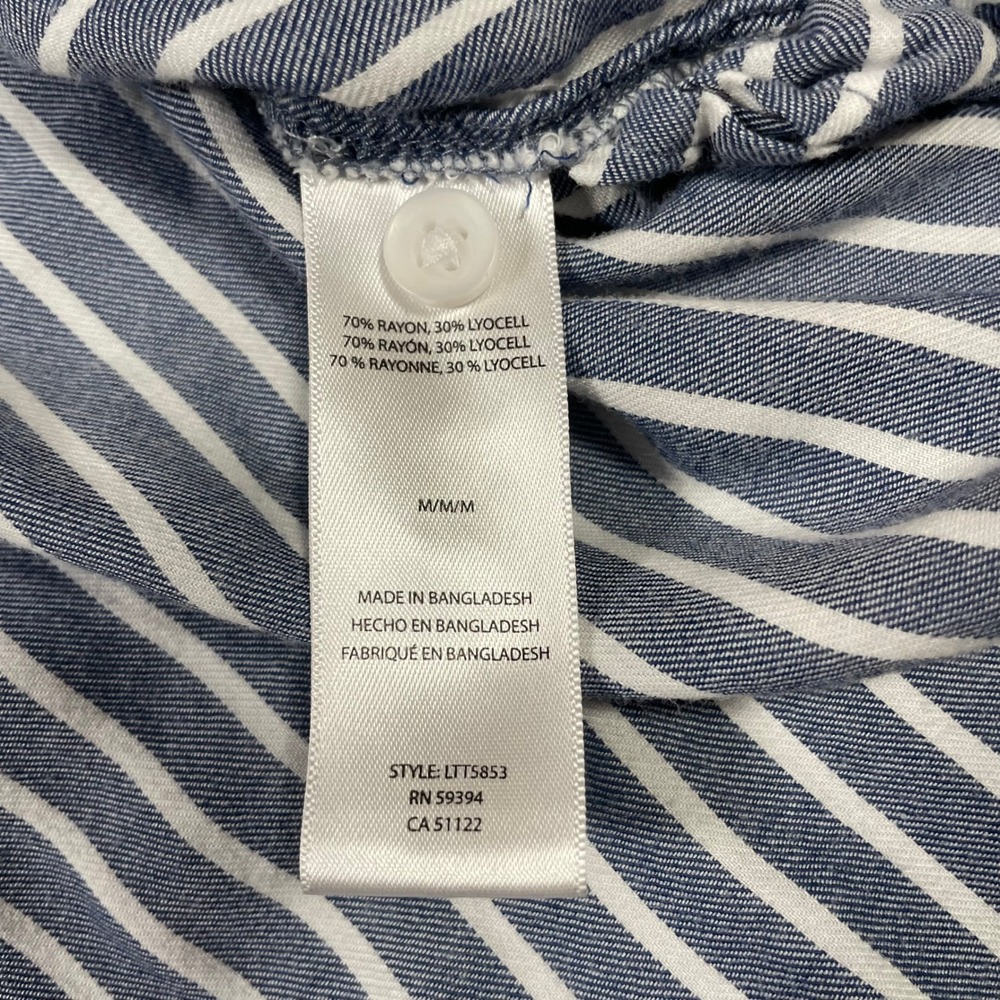 Beachlunchlounge Button Down Shirt Womens Medium Blue White Striped LTT5853 - Picture 6 of 8
